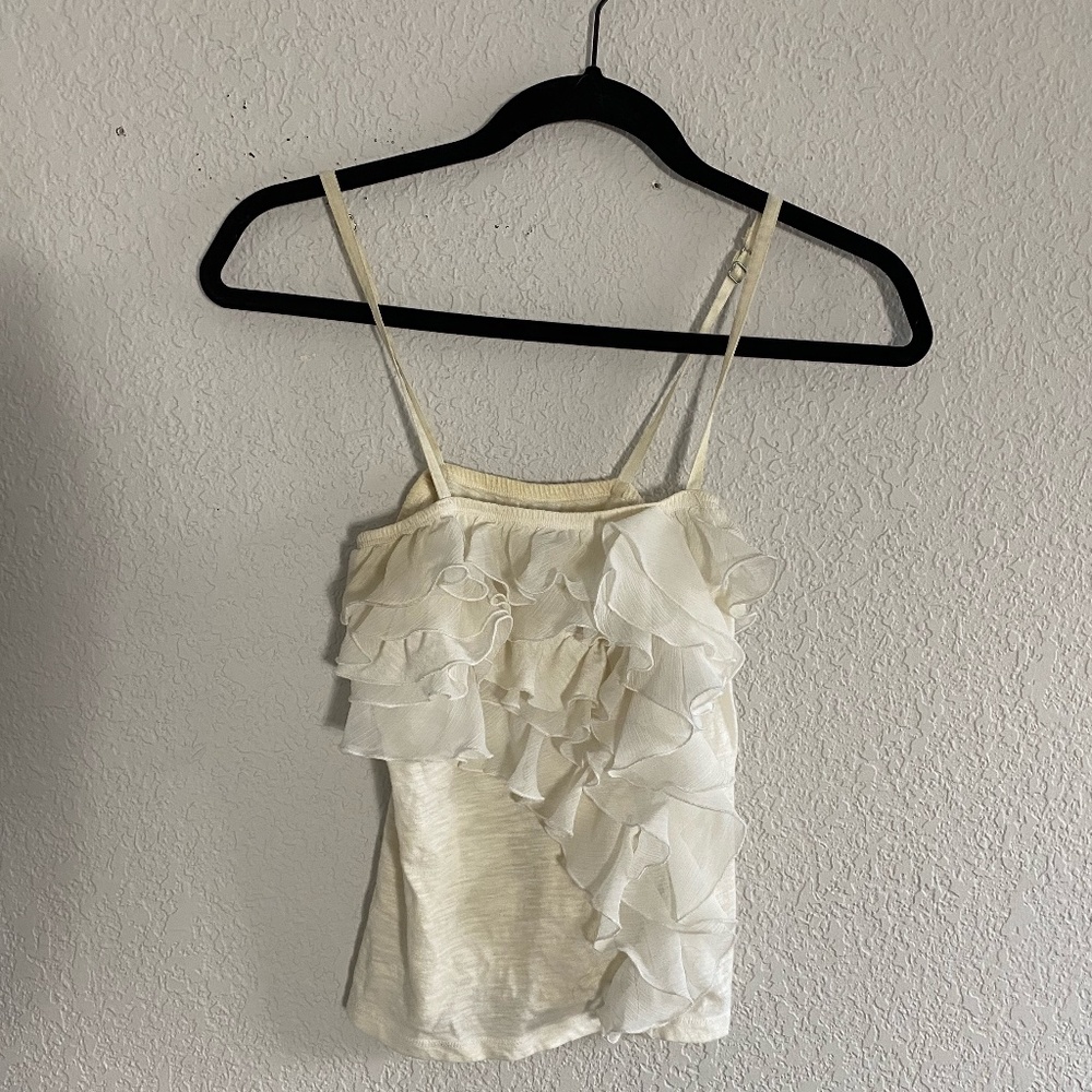 White Ruffled Tank Top